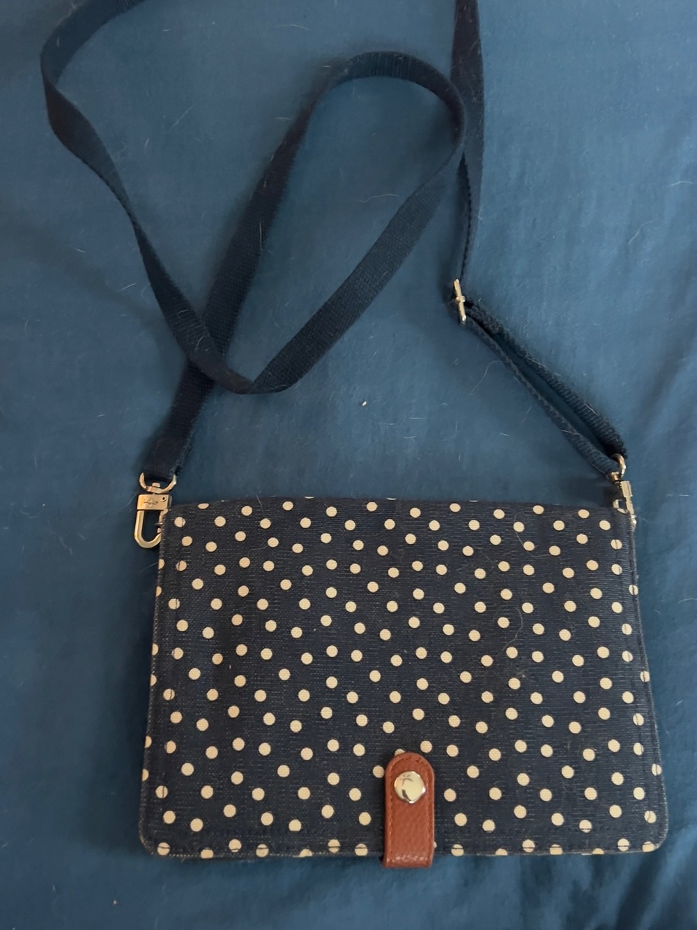 31 Black Polka Dot Crossbody Bag with Tan Accent